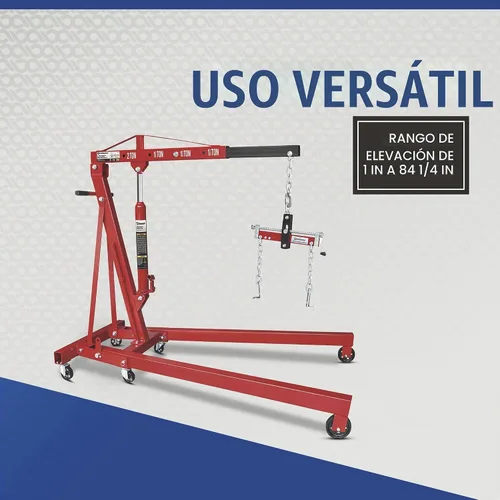 Vista 3 de Strongway Grúa con motor hidráulico con nivelador de carga, capacidad de 2 toneladas,1-82 5/8 pulgadas. rango de ascensor