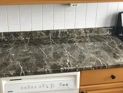 Vista 7 de Vinilo autoadhesivo en gris granito con aspecto de mármol parte superior de mostrador, para pelar y despegar de 24 x 79 pulgadas