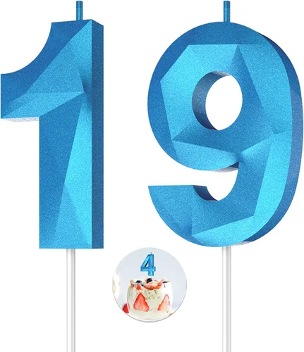 Vista 163 de Velas de cumpleaños con números (0 velas negras), forma de diamante 3D, decoración de pastel de feliz cumpleaños para niños y hombres, cumpleaños