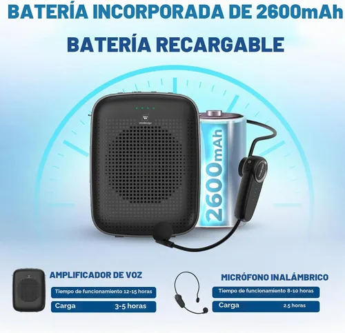 Vista 4 de Amplificador de voz inalámbrico de 15 W con micrófono de auriculares