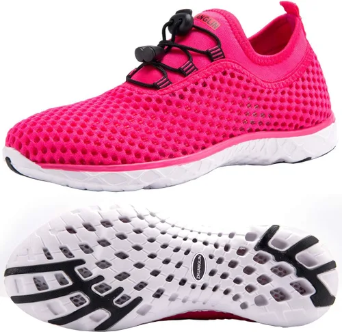 Vista 12 de Zapatos de agua para mujer de secado rápido, drenaje de 3 segundos y todo terreno para natación, senderismo, yoga 18155Negro