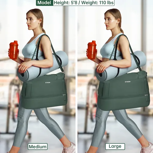 Vista 6 de Bolsa de viaje para mujer y hombre, N-Dark Green, Bolsa de gimnasio con puerto de carga USB