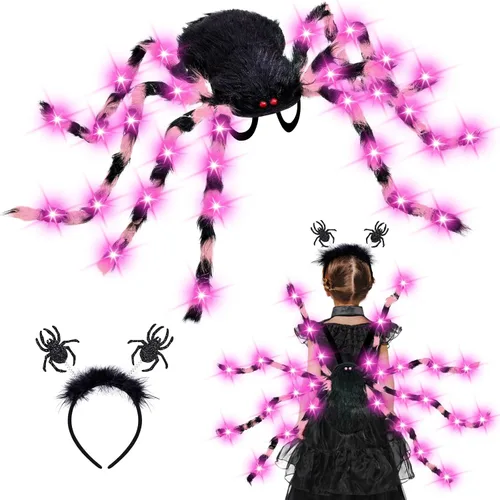 Vista 8 de Garma Light Up Spider Costume for Kids, 60 LED Halloween Spider Backpack Azul y negro