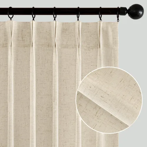 Vista 2 de MIULEE Cortinas de Lino con Pliegues Pinzados de 96 Pulgadas de Largo, Juego de 2 Paneles para Dormitorio y Sala de Estar, Cortinas