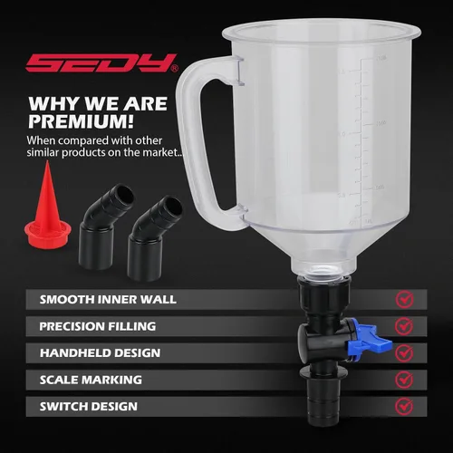 Vista 5 de Kit de embudo de aceite de motor de 18 piezas, juego de embudo de aceite automotriz de 1.59 QT/1.5L con 12 adaptadores, codo, pantalla de flecha