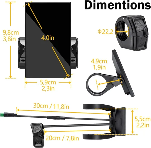 Vista 7 de BAFANG Display DPC18/C010 for BBS01B BBS02B BBSHD M400, M500 Mid Motor Pedal Assist eBike Computer Display with Automatic Backlight UART/CAN Protocol