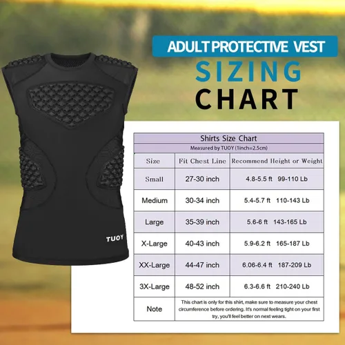 Vista 7 de DGXINJUN Chaleco protector de pecho de béisbol para hombre, camiseta acolchada con protector de esternón de corazón acanalado para sóftbol, fútbol