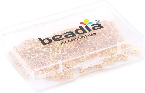 Vista 4 de BEADIA - Cadenas planas bañadas en oro de 18 quilates, 3 mm, 2 metros para la fabricación de joyas