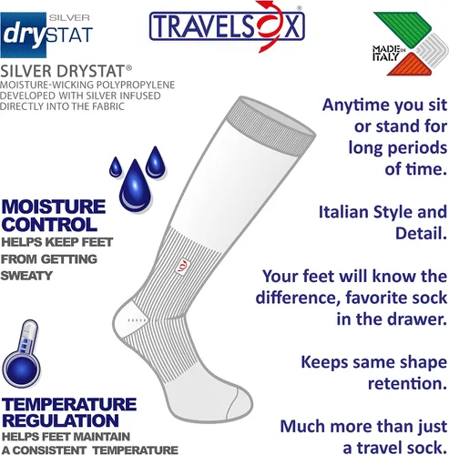 Vista 3 de Travelsox Calcetines de compresión para adultos, Azul-Marino