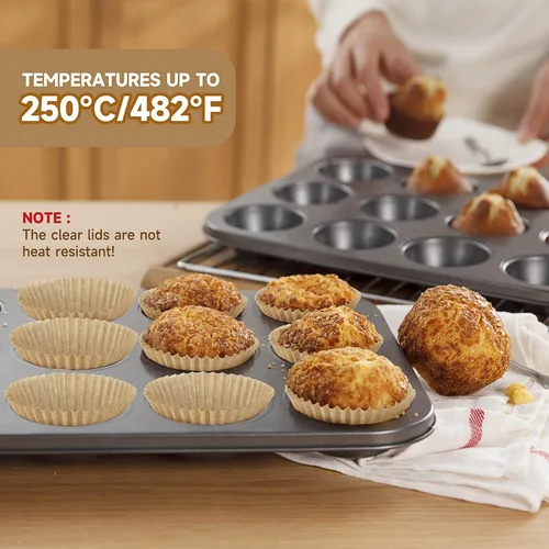 Vista 4 de Mini envoltorios naturales para magdalenas, forros para cupcakes, papel para hornear tazas, paquete de 400