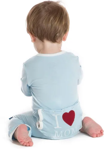 Vista 2 de KicKee Pants Overol con cremallera "I Love Dad" con apliques para bebé, solapa trasera de una pieza