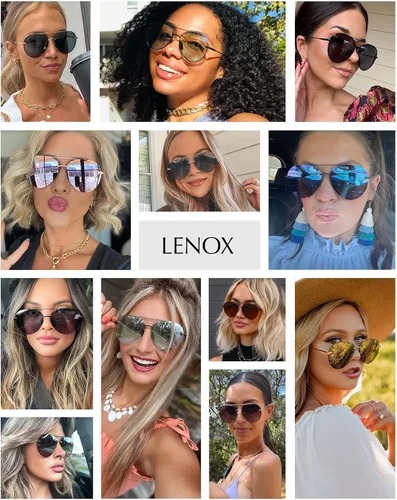 Vista 4 de DIFF Lenox - Lentes de sol polarizados de gran tamaño para mujer, protección UV400, marcos de acero inoxidable dorados