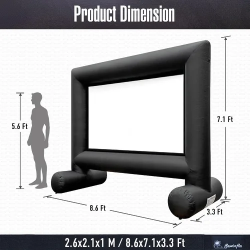 Vista 2 de Pantalla de proyector de película inflable para exteriores de 12 pies con ventilador integrado que soporta proyección frontal y trasera, pantalla