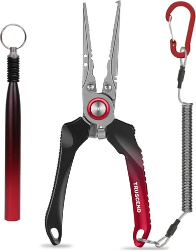 Vista 11 de TRUSCEND Easy Use Lockable Fishing Pliers with Tungsten Carbide Cutter, Innovative Ergonomic Handy Handle, Saltwater Corrosion Resistant Teflon