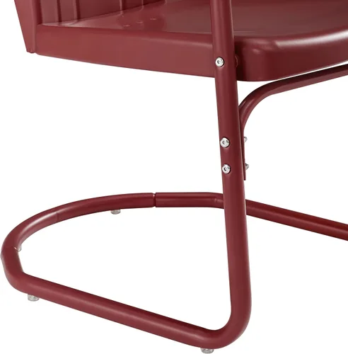 Vista 10 de Crosley Furniture Tulip - Juego de 2 sillas para exteriores, sillas de patio de metal retro para comedor, porche, terraza, balcón, satén rojo oscuro