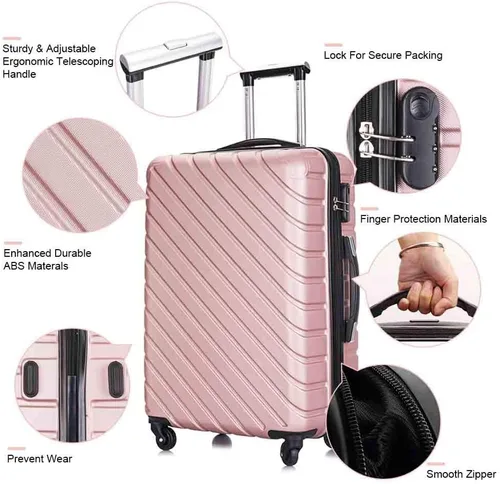 Vista 2 de Fridtrip - Maleta de viaje rígida ligera con ruedas giratorias Rose gold 4 PCS Suitcases