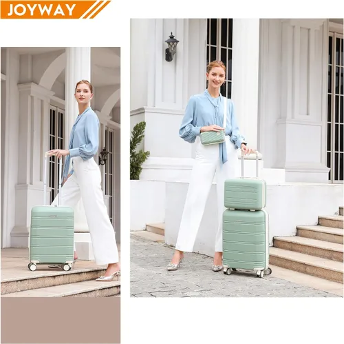 Vista 7 de Joyway Maletas de equipaje de mano de 20 pulgadas de polipropileno ligero con bloqueo TSA, equipaje rígido con ruedas giratorias, bolsa