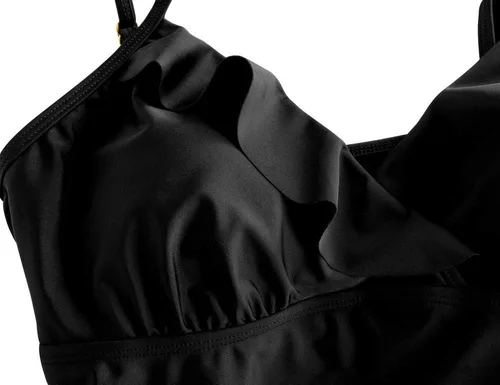 Vista 6 de Hilor Tankini para mujer con volantes fruncidos y cuello en V