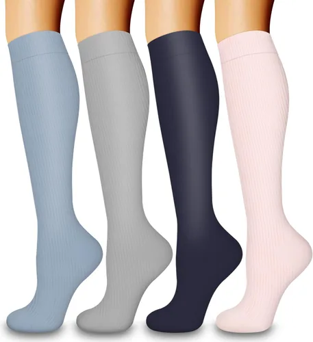 Vista 10 de COOLOVER 4 Pairs Compression Socks for Women & Men Circulation 15-20mmHg -Best Support for Nursing, Athletic, Cycling, Flight