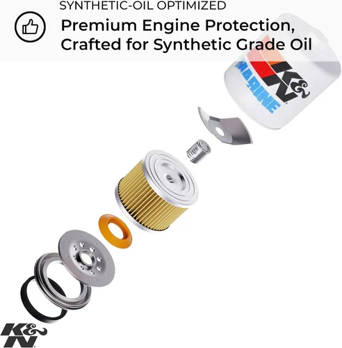 Vista 5 de K&N Filtro de aceite marino: Alto rendimiento, Premium, diseñado para proteger su motor: se adapta a motores seleccionados de Alaska, Chris Craft