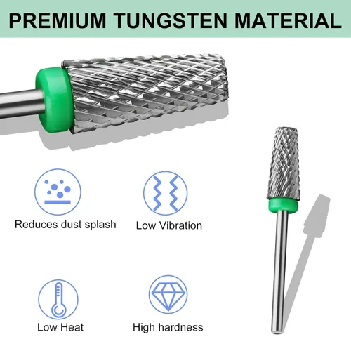 Vista 3 de Broca de carburo de tungsteno 5 en 1, broca de uñas electrónica de barril cónico para uñas de gel acrílico, eliminación de forma de uñas doble
