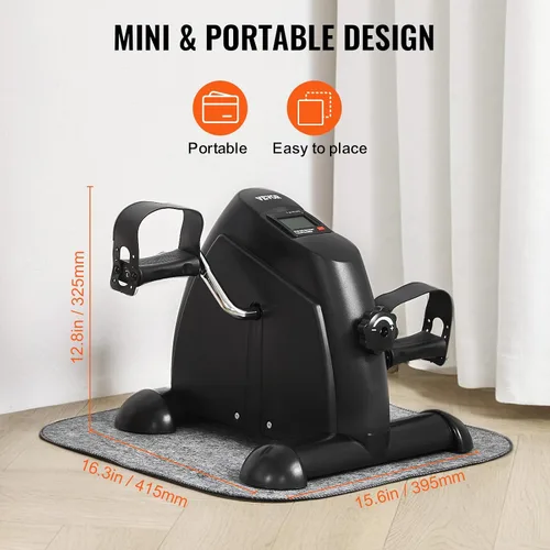 Vista 5 de VEVOR Ejercitador de pedal de bicicleta para debajo del escritorio, mini bicicleta estática para ejercicio de brazos/piernas, ejercitador de pedal