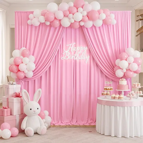 Vista 25 de Cortinas de fondo negras negras sin arrugas para fiestas, cortinas de tela gruesa para telón de fondo de fotos para cumpleaños, bodas, baby shower