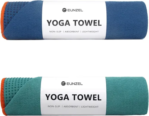 Vista 7 de Eunzel Paquete de 2 toallas de yoga caliente con punto de agarre, toalla de tapete de yoga antideslizante absorbente de sudor para yoga caliente