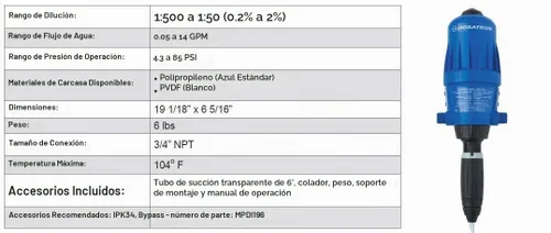 Vista 2 de DOSATRON D14MZ2 D14MZ2VFII DOSER alimentado por agua 14GPM 1:500-1:50 D637922