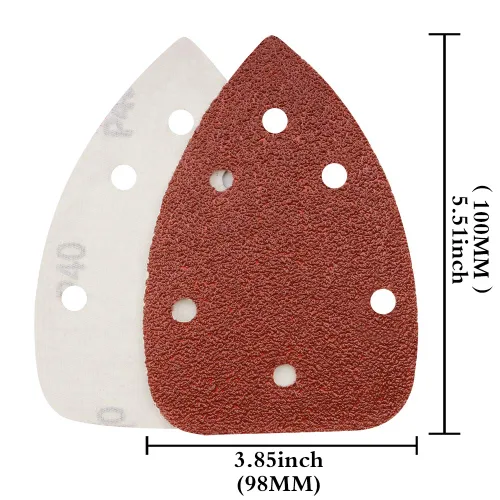 Vista 2 de Papel de lija con detalles de ratón, 40 almohadillas de lijadora de palma, surtido de 6 agujeros, papel de lija triangular de gancho y bucle