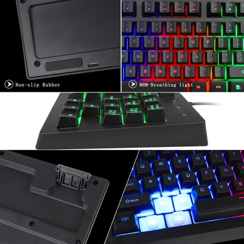 Vista 8 de BlueFinger Combo de teclado RGB para juegos de 87 teclas y mouse retroiluminado teclado arcoíris con cable USB juego de teclado para computadora