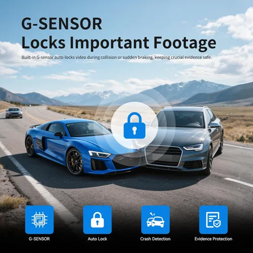 Vista 5 de JOMISE G814 11" 4K+2.5K Cámara de Espejo Retrovisor — Sin WiFi/Bluetooth, Cámara de Salpicadero Frontal y Trasera, Grabadora de Evidencia Pura