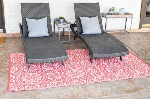 Vista 11 de Stylish Camping 255085 - Tapete reversible de 5 pies por 8 pies, tapete de paja de plástico, tapete grande para exteriores, caravana, patio, patio