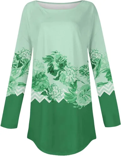 Vista 4 de Workout Tops for Women Fall Winter Trendy Long Sleeve Floral Printed T Shirts Casual Dressy Crew Neck Loose Fit Sweatshirt