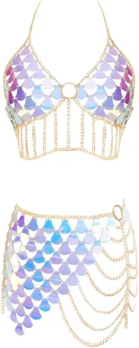 Vista 13 de Cadena de Cuerpo de Traje Sexy para Mujer B-Color dorado