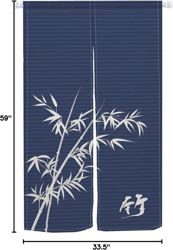 Vista 6 de Cortina de Puerta de Pintura Tradicional China, Bambú Azul, Noren Japonés Partición de Dormitorio Divisor de Cocina Decoración de Puerta de Baño