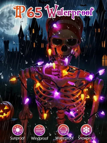 Vista 3 de 50 luces LED C6 solares de Halloween al aire libre 16FT cadena de luces