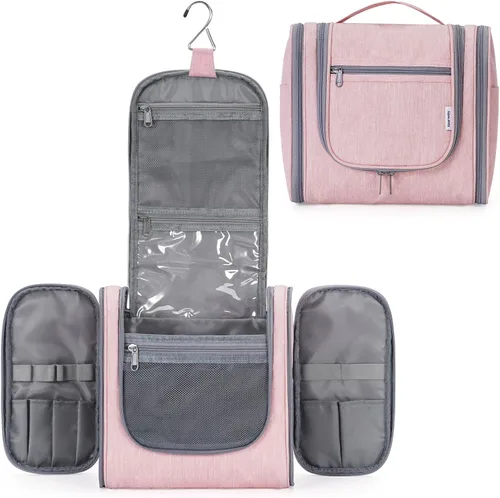 Vista 30 de Narwey - Neceser de viaje colgante, organizador de maquillaje y productos cosméticos para mujeres y hombres, Aa-morado., L