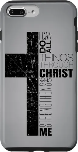 Vista 11 de iPhone XS Max Negro Cristiano Cruz Religiosa Biblia Verso Filipenses 4 13 Caso