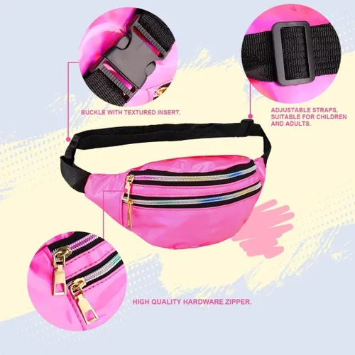 Vista 3 de WILDPARTY Accesorios de disfraz de los años 80 para mujer, camiseta, tutú, riñonera, diadema, aretes, collar, guantes de red, calentadores de piernas