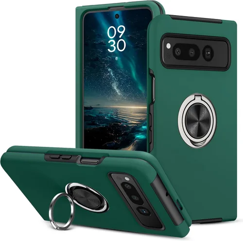 Vista 11 de BENTOBEN Funda plegable para Google Pixel (2023), [protección completa de bisagra] con soporte de anillo de 360°, a prueba de golpes, soporte Negro
