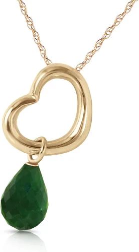 Vista 3 de Galaxy Gold GG Collar con colgante de corazón abierto de oro de 14 quilates con esmeralda auténtica