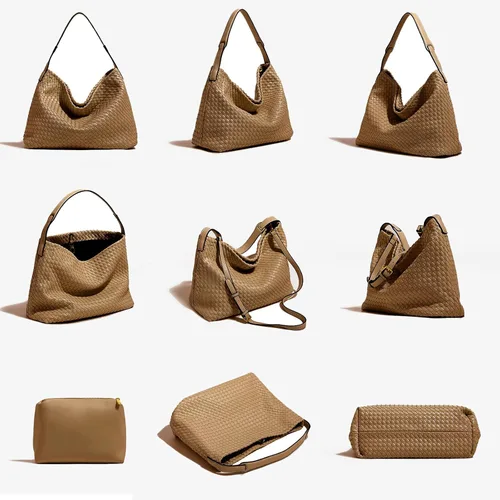 Vista 6 de JINMANXUE Bolso Boston para mujer, bolso tejido de cuero vegano, bolso de mensajero para mujer, bolso de hombro de moda, casual hobo