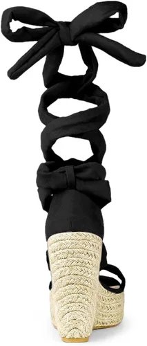 Vista 4 de Allegra K Sandalias de plataforma con cordones para mujer