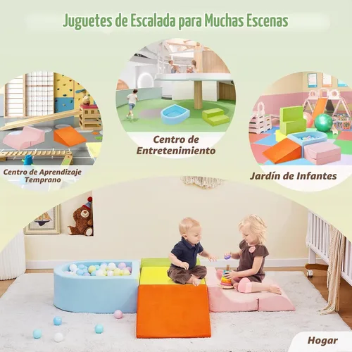 Vista 7 de QUCHI Juguetes de escalada de 5 piezas para niños pequeños, juguetes de escalada para niños pequeños en interiores con piscina de bolas de espuma