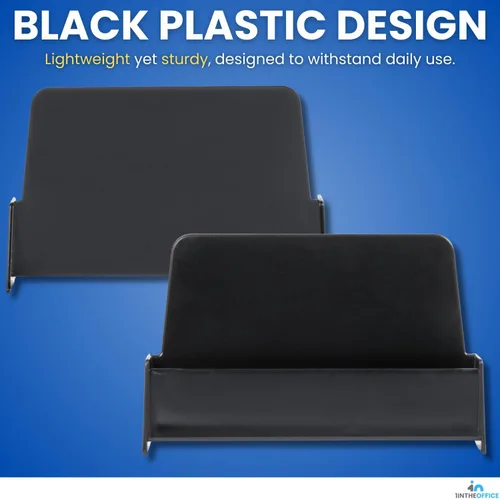 Vista 3 de 1InTheOffice Soporte para tarjetas de visita, soporte para tarjetas de visita, plástico, negro, paquete de 2