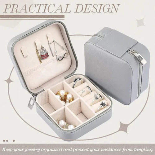 Vista 23 de Yinkin 12 piezas de mini joyero de viaje para dama de honor, organizador de aretes de piel sintética, accesorios de viaje a granel, soporte portátil