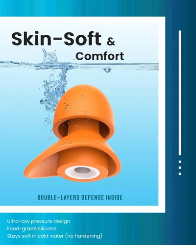 Vista 4 de Tapones para los oídos de natación para adultos, 2 pares de tapones impermeables para los oídos para nadadores, hombres, mujeres, lavables