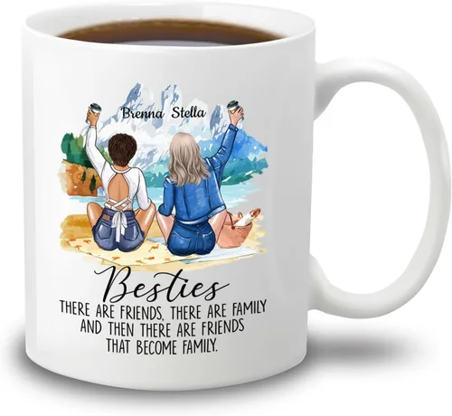 Vista 26 de Taza de café personalizada de la amistad para mejores amigos, mejores amigos, hermana del alma, tazas de café personalizadas para mejores amigas