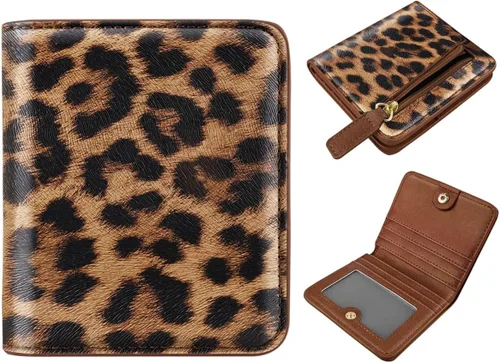 Vista 12 de Cartera pequeña con bloqueo RFID para mujer, con bolsillo plegable y compacto, lindo soporte para tarjetas de crédito, ranura para monedas, monedero